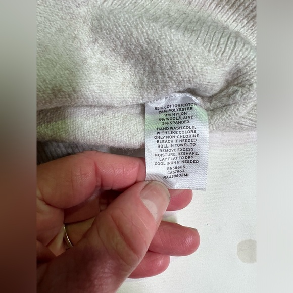 RACHEL‎ PARCELL Beige speckled puff sleeve turtleneck sweater size M. - Picture 11 of 14